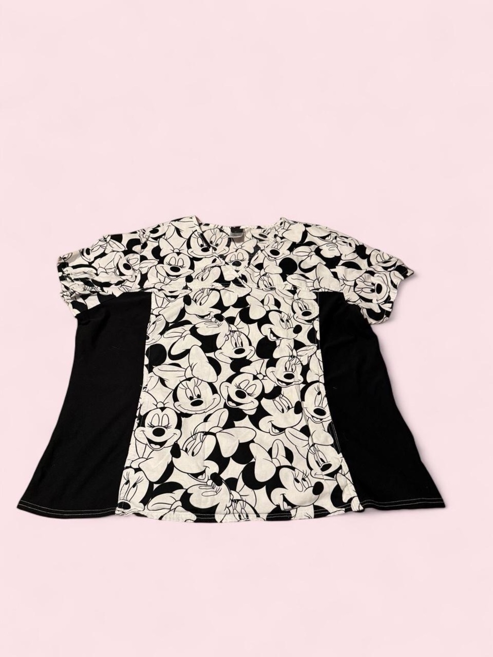 Disney Black & White Mickey Mouse Panel scrub short Sleeve Top
